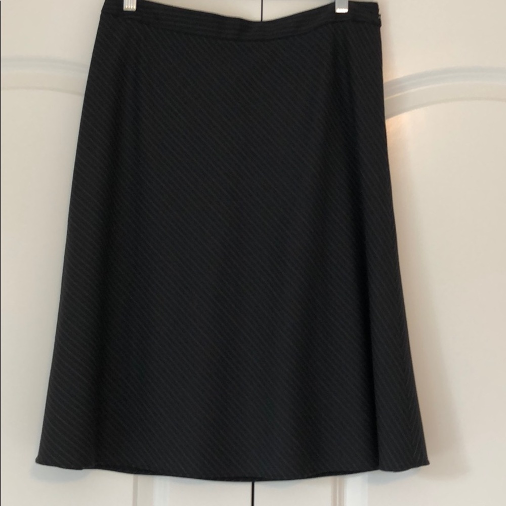 Ann Taylor Loft black striped wool a-line skirt